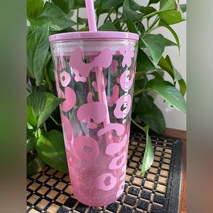 Starbucks Pink Cheetah-Leopard Print 18 Oz. Glass Tumbler